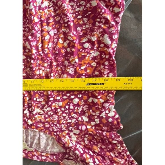 Michael Kors Women XL Short Sleeve Top Shirt Pink Orange White Round poly Blend - Picture 6 of 15